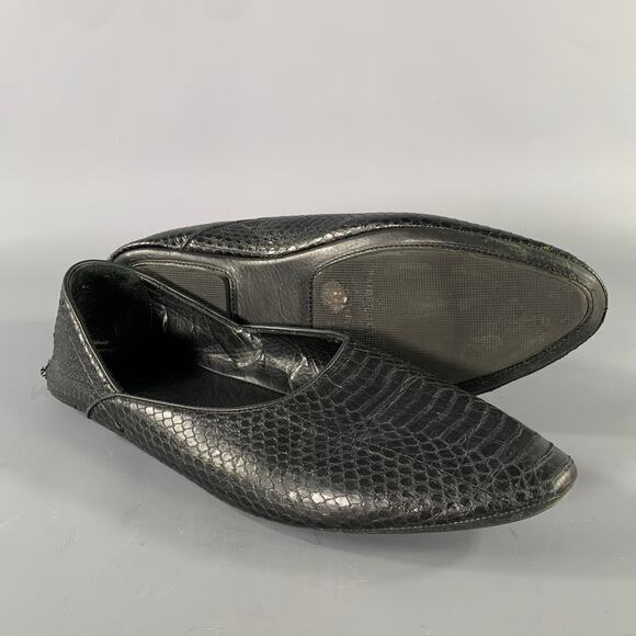 HAIDER ACKERMANN Size 8 Black Snake Leather Loafers main image 6